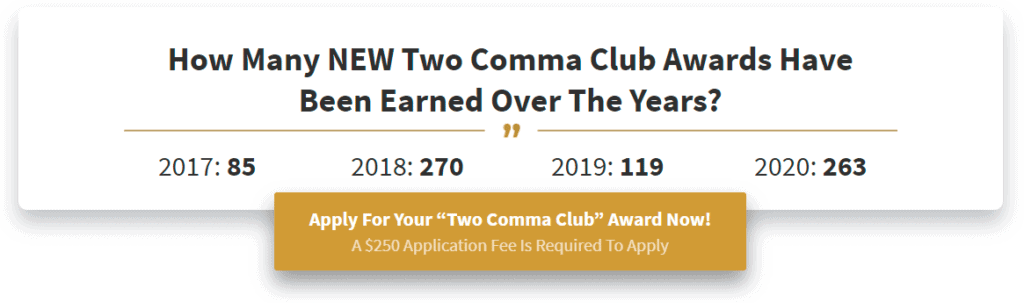 2 comma club winners stats