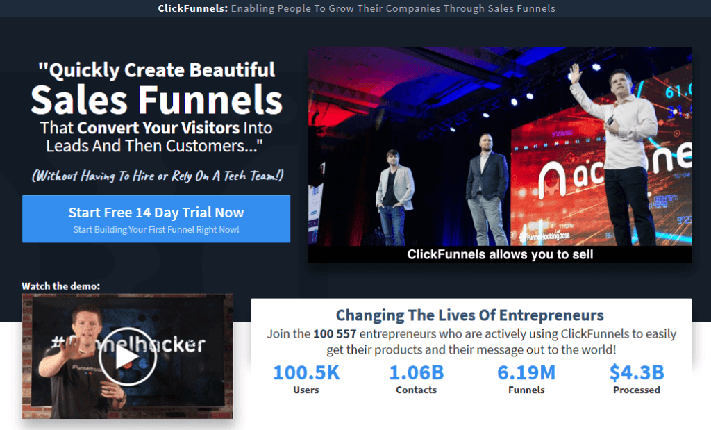 clickfunnels home page