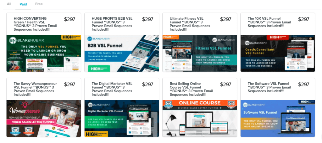 paid templates clickfunnels 