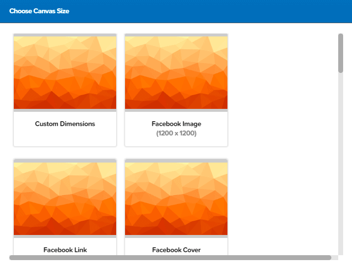 canvas sizes