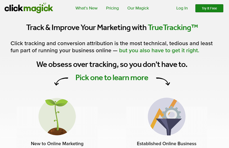 Clickmagick dashboard (link tracking software)