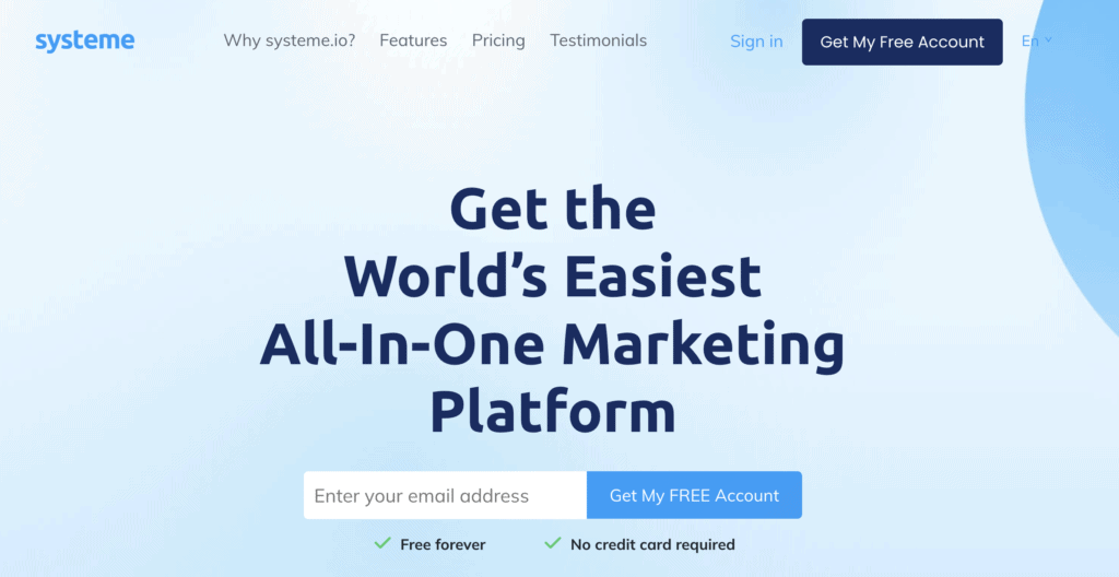 Systeme.io squeeze page builder