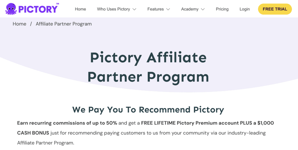 Pictory affiliate program