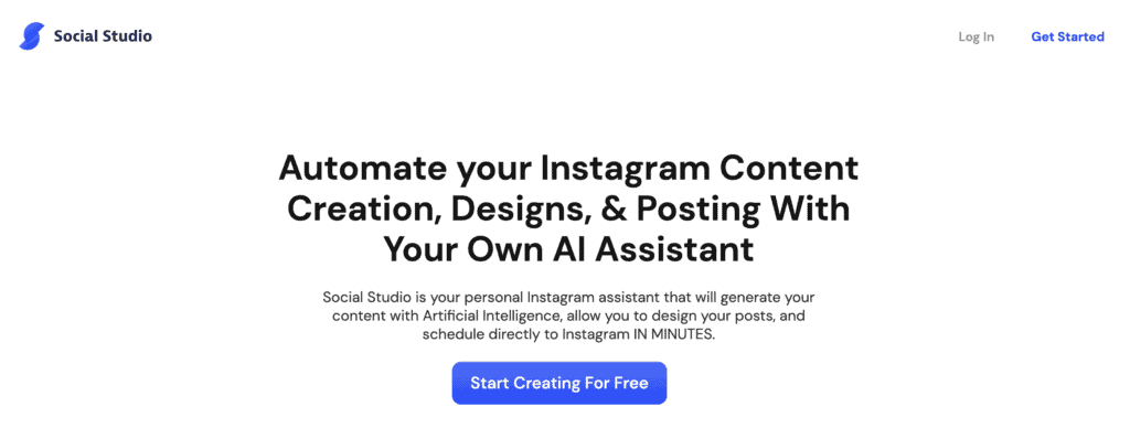 Social Studio AI Instagram post generator