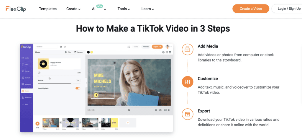 FlexClip TikTok video maker