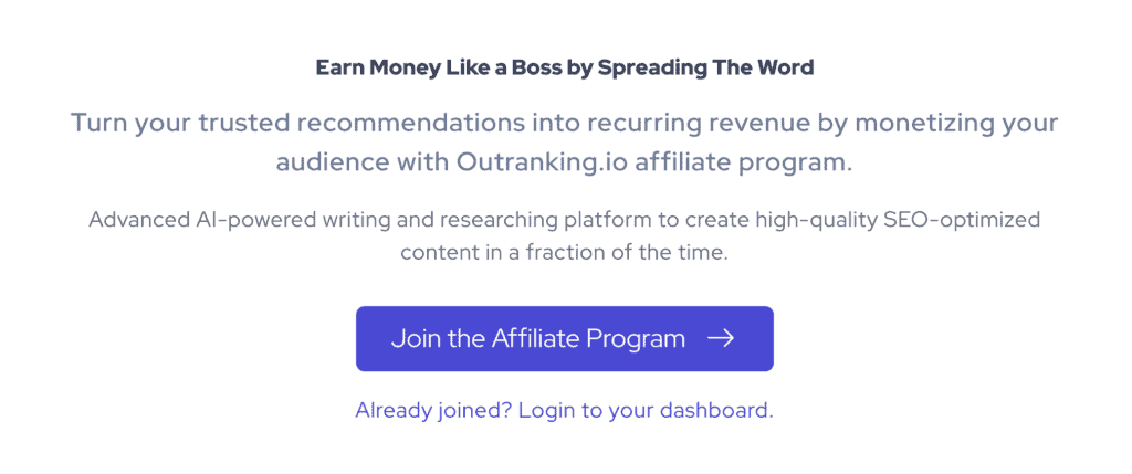 Outranking affiliate program