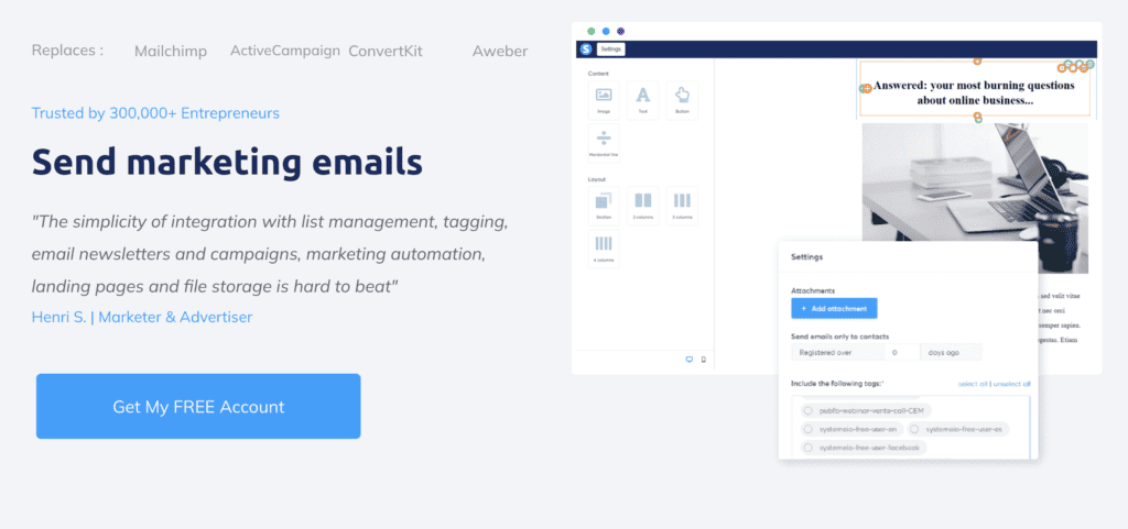 Systeme.io email campaign maker