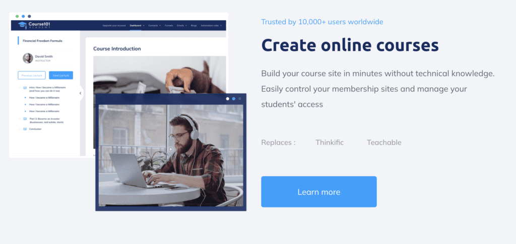 create online courses with systeme.io